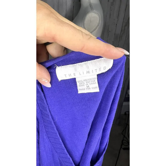 The Limited Women's Medium Blue V-Neck Ribbed Short Sleeve Blouse - Picture 6 of 6